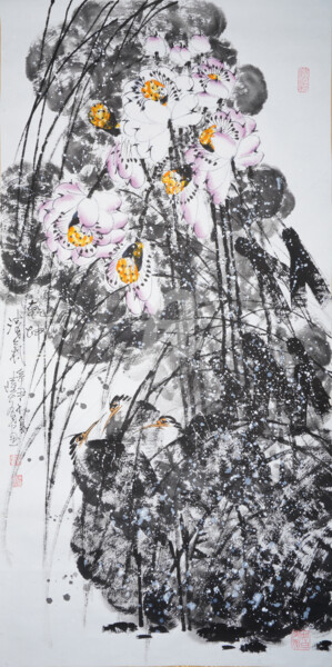 Pintura titulada "Fragrance of lotus…" por Dayou Lu, Obra de arte original, Pigmentos