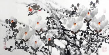 Malarstwo zatytułowany „Pure white 洁 （No.F1…” autorstwa Dayou Lu, Oryginalna praca, Pigmenty