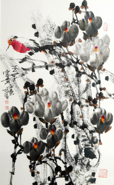 Картина под названием "Riches and honour 玉…" - Dayou Lu, Подлинное произведение искусства, Пигменты