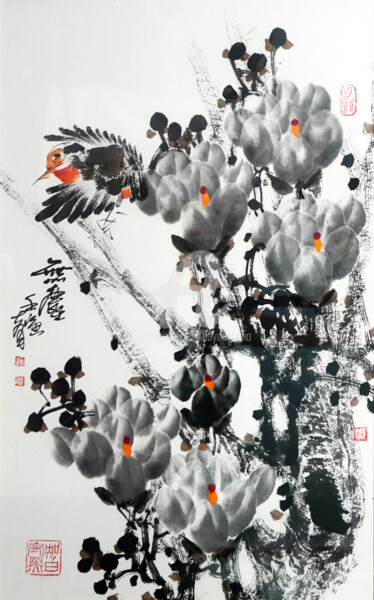 Painting titled "No dust 无尘 （No.F18B…" by Dayou Lu, Original Artwork, Pigments