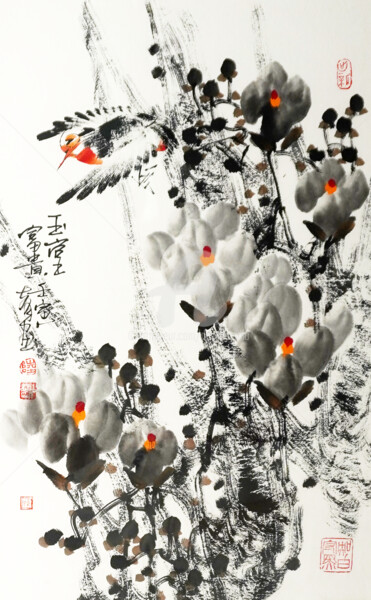 Painting titled "Riches and honour 玉…" by Dayou Lu, Original Artwork, Pigments