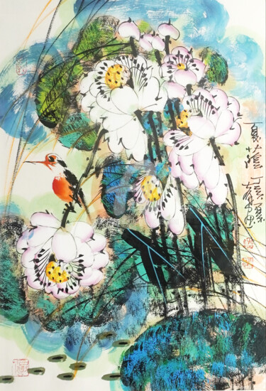Painting titled "Summer breeze 夏荫 （N…" by Dayou Lu, Original Artwork, Pigments