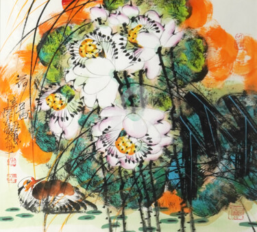 绘画 标题为“Fragrance of lotus…” 由Dayou Lu, 原创艺术品, 颜料