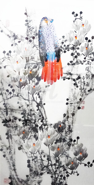 绘画 标题为“Beautiful feather i…” 由Dayou Lu, 原创艺术品, 颜料