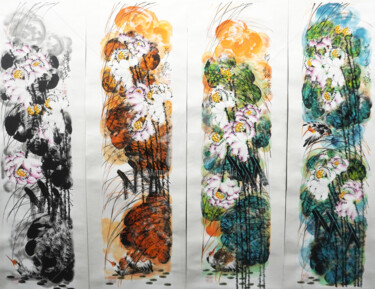 "Peaceful lotus pond…" başlıklı Tablo Dayou Lu tarafından, Orijinal sanat, Pigmentler