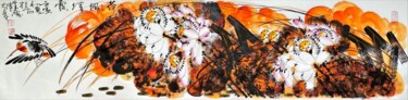 Peinture intitulée "Wind through lotus…" par Dayou Lu, Œuvre d'art originale, Pigments