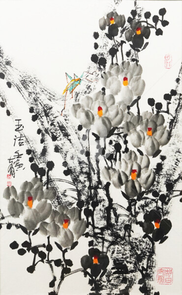 Peinture intitulée "Pure white 玉洁 （No.F…" par Dayou Lu, Œuvre d'art originale, Pigments