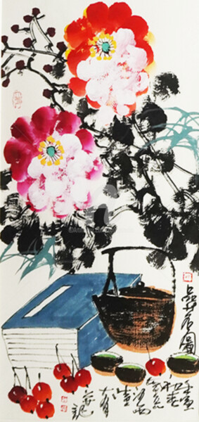 Peinture intitulée "Taste of fine tea 品…" par Dayou Lu, Œuvre d'art originale, Pigments