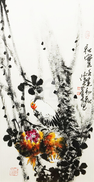Pittura intitolato "Autumn havest time…" da Dayou Lu, Opera d'arte originale, pigmenti
