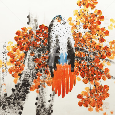 Peinture intitulée "A good bird chooses…" par Dayou Lu, Œuvre d'art originale, Pigments
