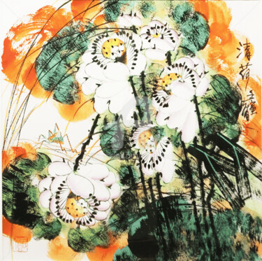 Картина под названием "Fresh lotus 清荷 （No.…" - Dayou Lu, Подлинное произведение искусства, Пигменты