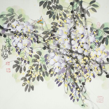 Painting titled "Purple cloud 紫云 （No…" by Dayou Lu, Original Artwork, Pigments