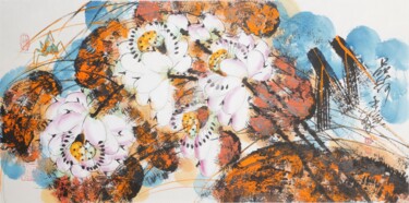 Peinture intitulée "Sense the Lotus 品荷…" par Dayou Lu, Œuvre d'art originale, Pigments