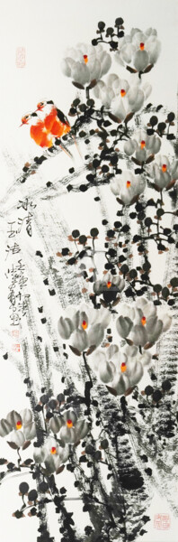 Peinture intitulée "Pure white 冰清玉洁 （No…" par Dayou Lu, Œuvre d'art originale, Pigments