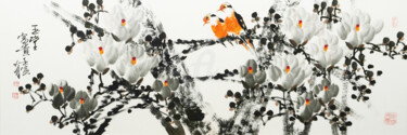 Картина под названием "Fragrance of Magnol…" - Dayou Lu, Подлинное произведение искусства, Пигменты