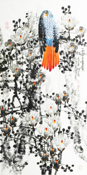 Ζωγραφική με τίτλο "Riches and honour 玉…" από Dayou Lu, Αυθεντικά έργα τέχνης, Χρωστικές ουσίες