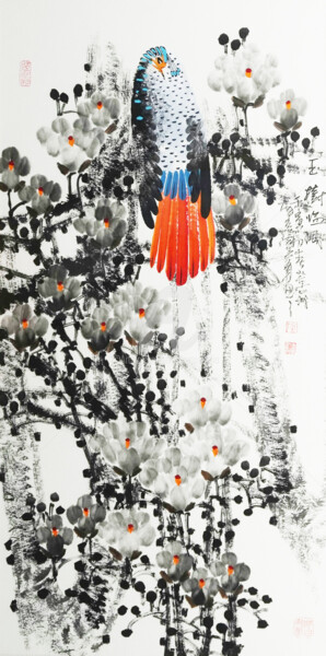 Ζωγραφική με τίτλο "Graceful and poised…" από Dayou Lu, Αυθεντικά έργα τέχνης, Χρωστικές ουσίες