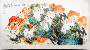 Painting titled "Fun in the fresh lo…" by Dayou Lu, Original Artwork, Pigments