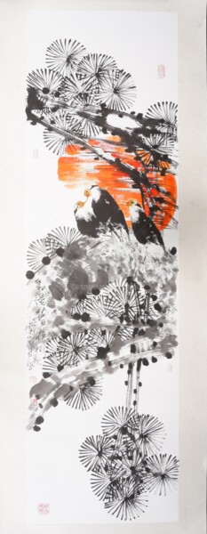 Painting titled "The slanting sun il…" by Dayou Lu, Original Artwork, Pigments