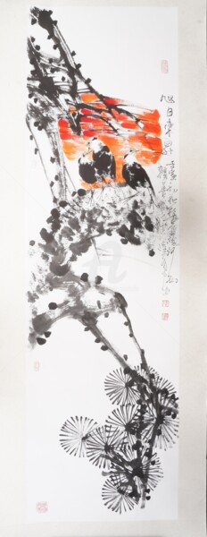 Painting titled "Rising sun 旭日东升 (No…" by Dayou Lu, Original Artwork, Pigments