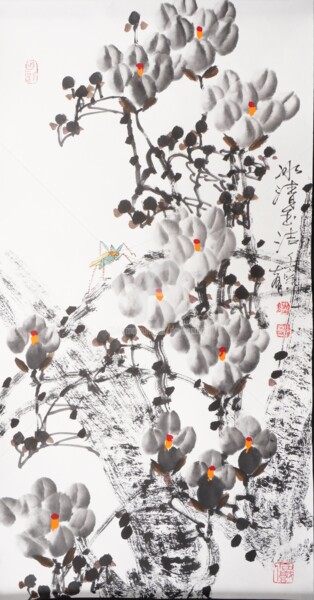 Painting titled "Pure white 冰清玉洁 (No…" by Dayou Lu, Original Artwork, Pigments