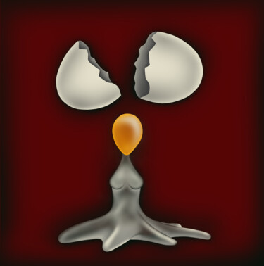 Digitale Kunst getiteld "Egg-xhausted" door Dazeskin, Origineel Kunstwerk, Digitaal Schilderwerk