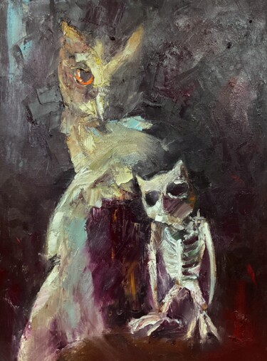 Pittura intitolato "OWL" da Dazhao Su, Opera d'arte originale, Olio
