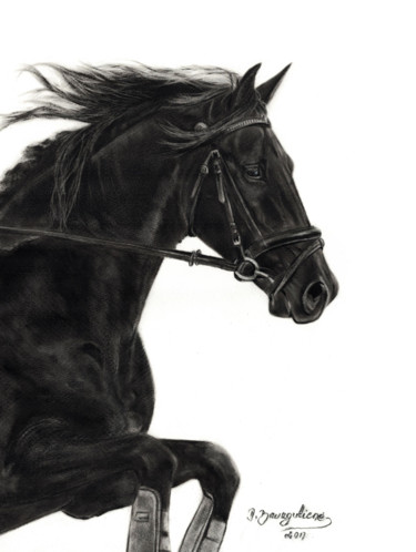 Pittura intitolato "Oil painting horse…" da Deimante Bruzguliene, Opera d'arte originale, Olio