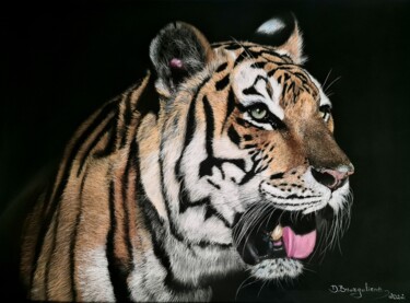 Schilderij getiteld "Tiger - Original Pa…" door Deimante Bruzguliene, Origineel Kunstwerk, Pastel