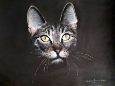Картина под названием "Painting pussy cat…" - Deimante Bruzguliene, Подлинное произведение искусства, Пастель