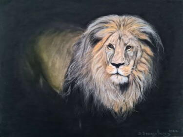 Ζωγραφική με τίτλο "Lion Original Large…" από Deimante Bruzguliene, Αυθεντικά έργα τέχνης, Παστέλ