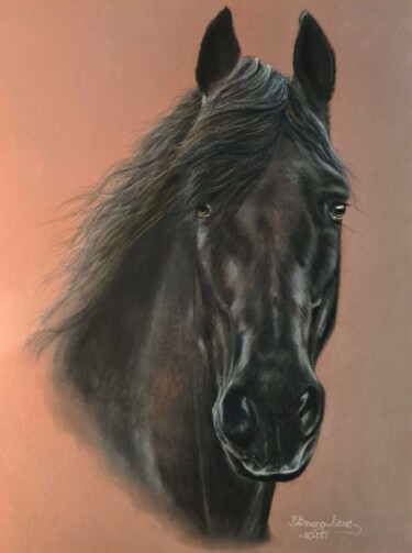 Painting titled "Horse Original Larg…" by Deimante Bruzguliene, Original Artwork, Pastel