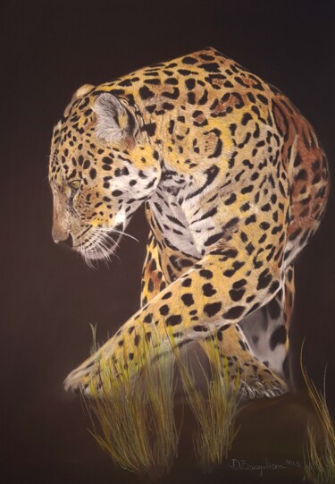 Malarstwo zatytułowany „Leopard Chincha - O…” autorstwa Deimante Bruzguliene, Oryginalna praca, Ołówek