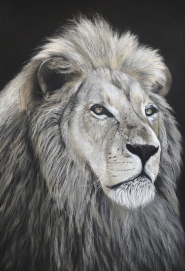 Desenho intitulada "Lion pastel paintin…" por Deimante Bruzguliene, Obras de arte originais, Pastel