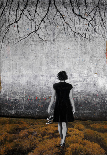 Картина под названием "WALKING BAREFOOT" - Db Waterman, Подлинное произведение искусства, Акрил Установлен на Деревянная рам…