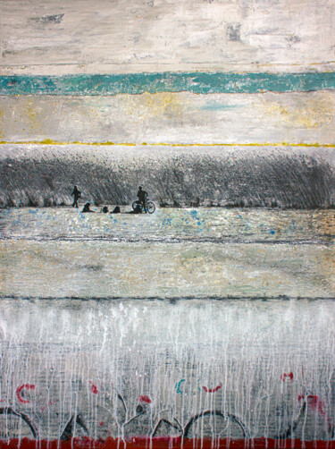 Картина под названием "WOUNDED GRASS" - Db Waterman, Подлинное произведение искусства, Акрил Установлен на Деревянная рама д…