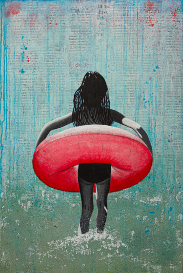 Картина под названием "SPLASH OF PINK" - Db Waterman, Подлинное произведение искусства, Акрил Установлен на Деревянная рама…