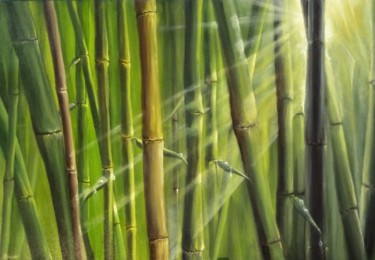 Peinture intitulée "Bambus" par Dieter Bauer, Œuvre d'art originale, Huile