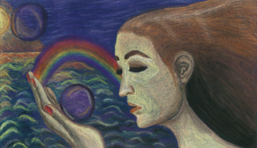 Drawing titled "Iridescent" by Dbazaykina, Original Artwork, Pastel