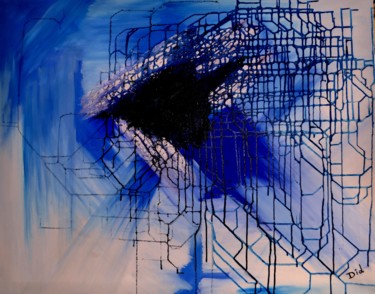 Peinture intitulée "42-moucha-bleu-huil…" par Did, Œuvre d'art originale, Huile
