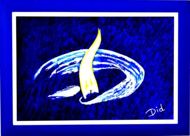 Peinture intitulée "21-flamme-bleue-hui…" par Did, Œuvre d'art originale, Huile