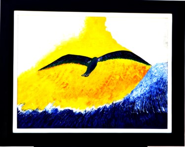 Peinture intitulée "37-l'oiseau-bleu-hu…" par Did, Œuvre d'art originale, Huile
