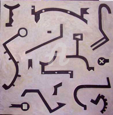 Peinture intitulée "Formas en negro" par Daniel Jorge Castro Cuccuini, Œuvre d'art originale, Huile