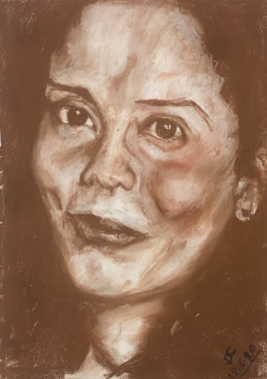 Dessin intitulée "Portrait of M" par Digby Chacksfield, Œuvre d'art originale, Craie