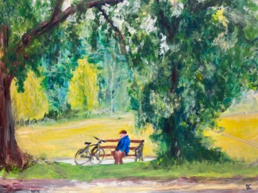 Painting titled "Man Resting with Bi…" by Digby Chacksfield, Original Artwork, Acrylic