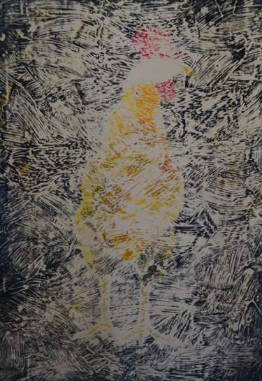 Ζωγραφική με τίτλο "A Rooster" από Kalender Atakul, Αυθεντικά έργα τέχνης, Ακρυλικό
