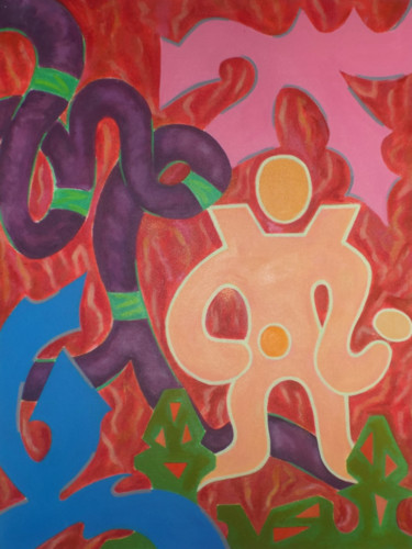 Картина под названием "The Juggler (juggli…" - Ariel Velez, Подлинное произведение искусства, Акрил