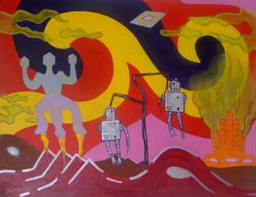 Painting titled "DYSTOPIA" by Ariel Velez, Original Artwork, Acrylic