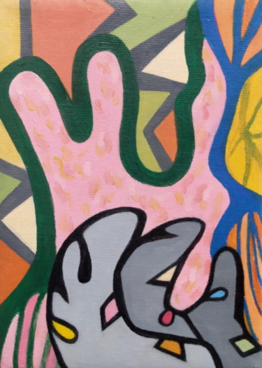 Картина под названием "handed out" - Ariel Velez, Подлинное произведение искусства, Масло