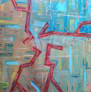 Картина под названием "blood towers breaki…" - Ariel Velez, Подлинное произведение искусства, Рисунок распылителем краски